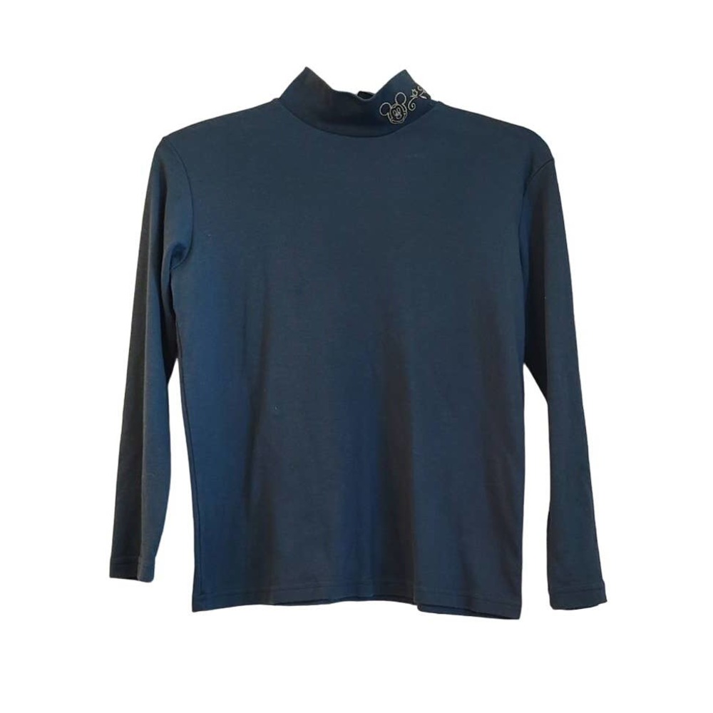 Vintage Disney unlimited mock neck LS Green Shirt Gold Mickey embroidered MICKEY